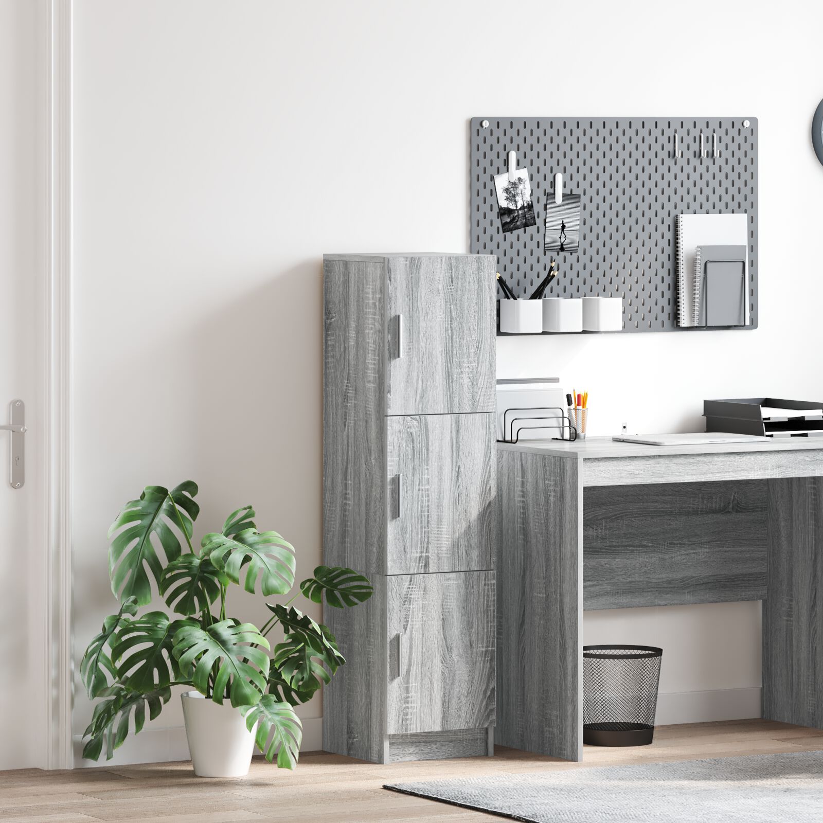 vidaXL Hoge boekenkast grijs sonoma eiken 31,5 x 32 x 124 cm