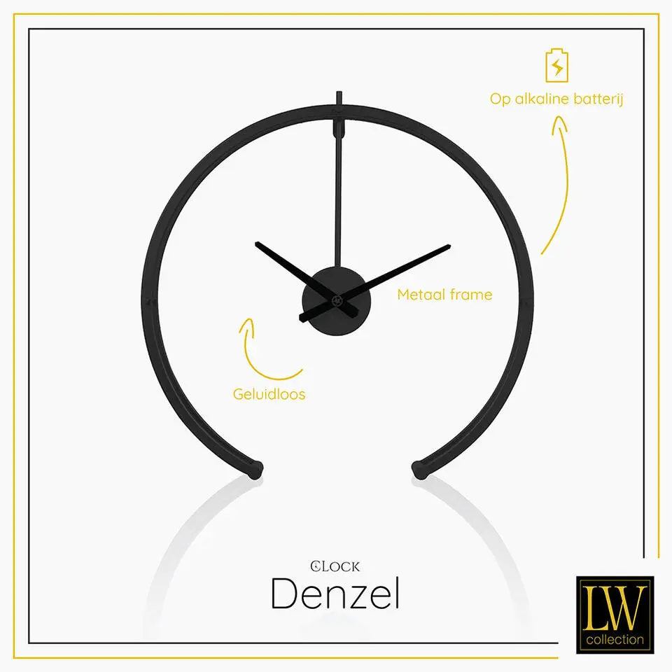LW Collection Wandklok Denzel Zwart 82cm