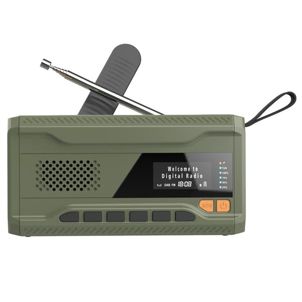 Solenergi håndsveiv DAB FM-radio lommelykt 4500mAh strømbank