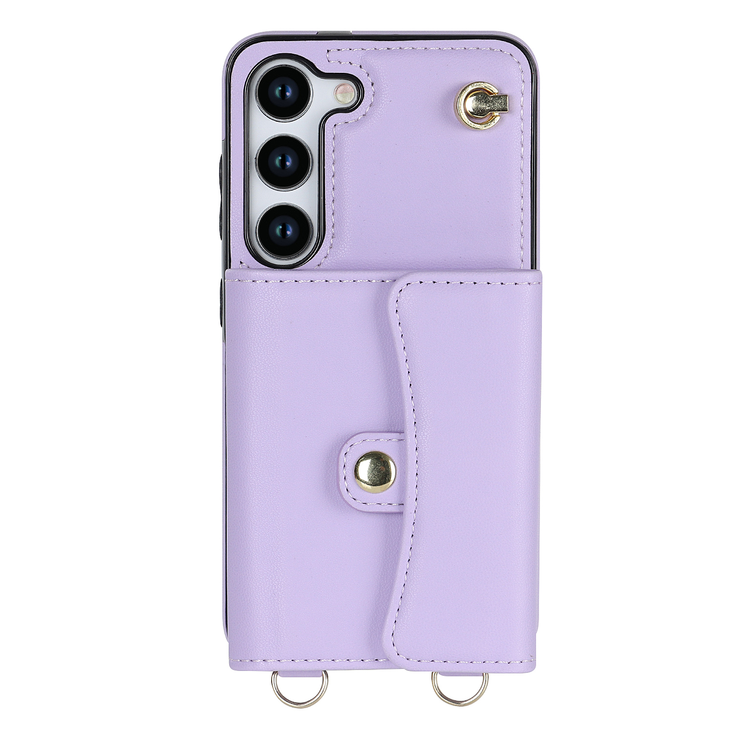 Samsung Galaxy S25 Necklace Leder Schutz Hülle mit Kartenfach   Handykette (140cm) - Lila