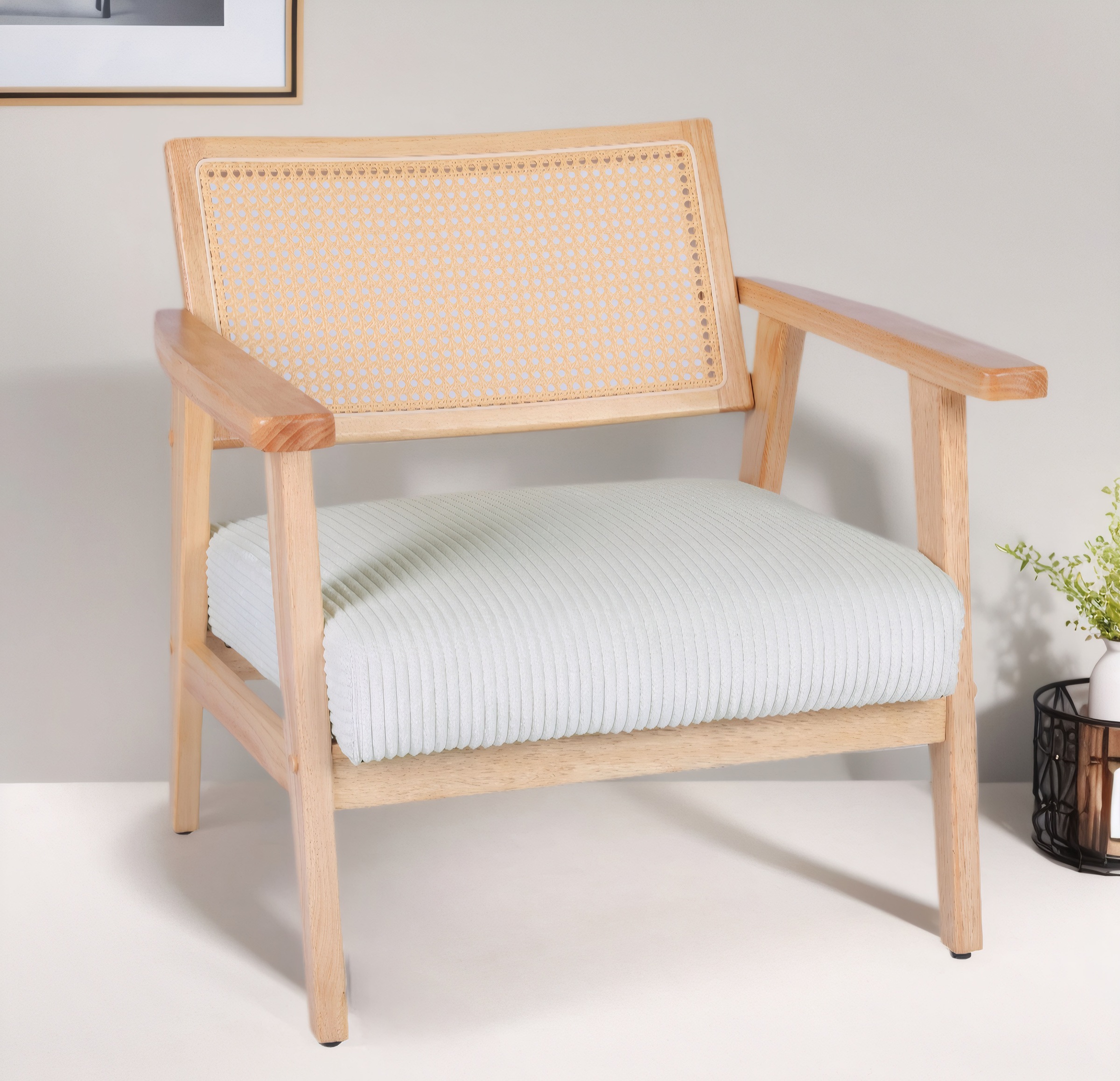 Home affaire Loungesessel »VILLAINE« Einzelsessel, Rattan-Sessel mit Wiener Geflecht, Cord, Webstoff