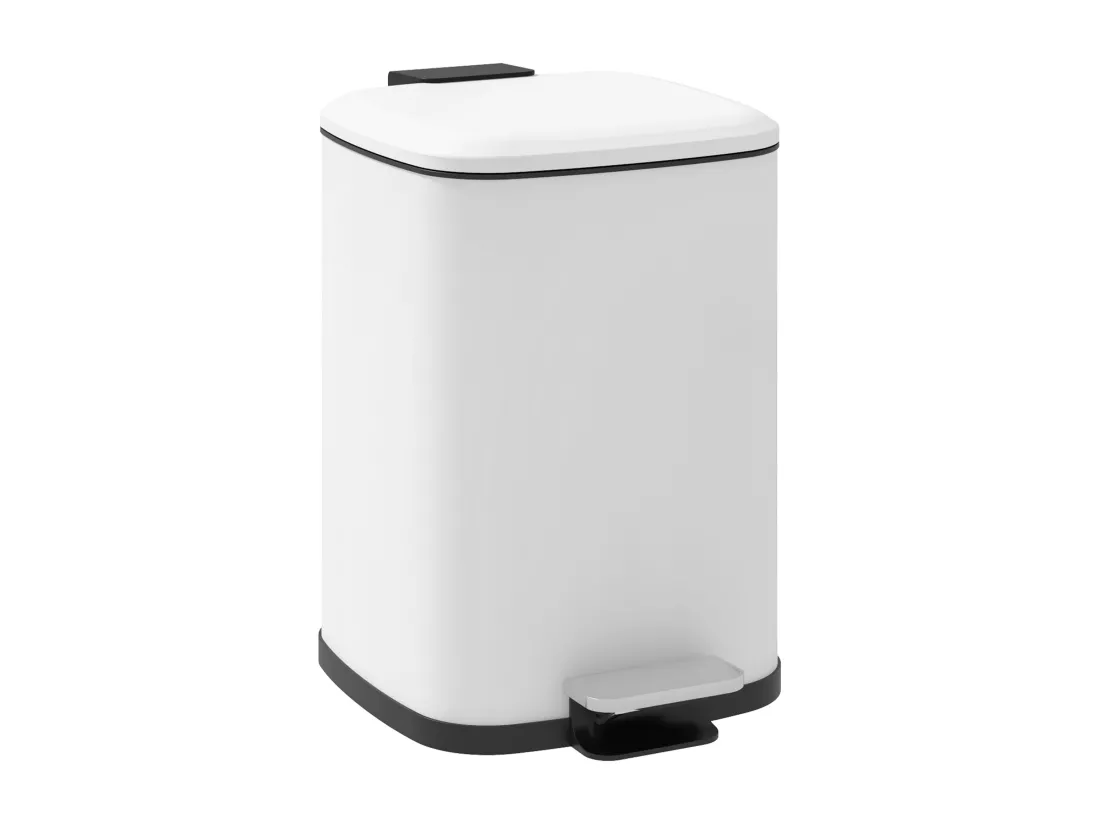 Poubelle de cuisine 12L - poubelle de salle de bain à pédale - seau amovible - métal blanc noir