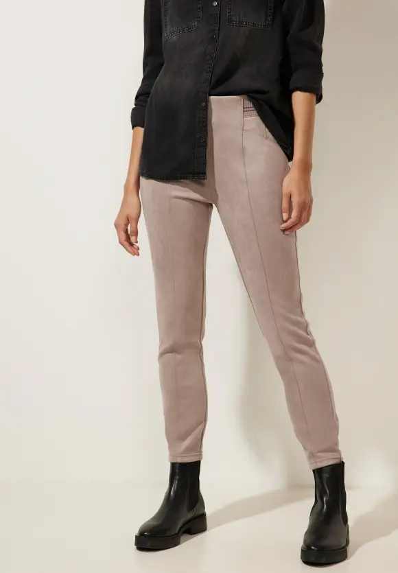 Skinny Hose in Velour Optik - faded mocca