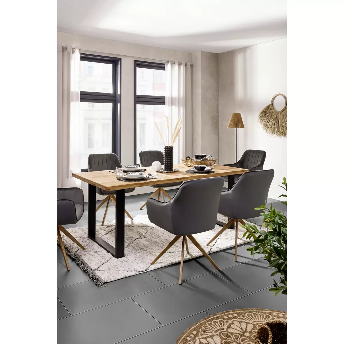 Esstisch James Wood 200 schwarz,Eiche
