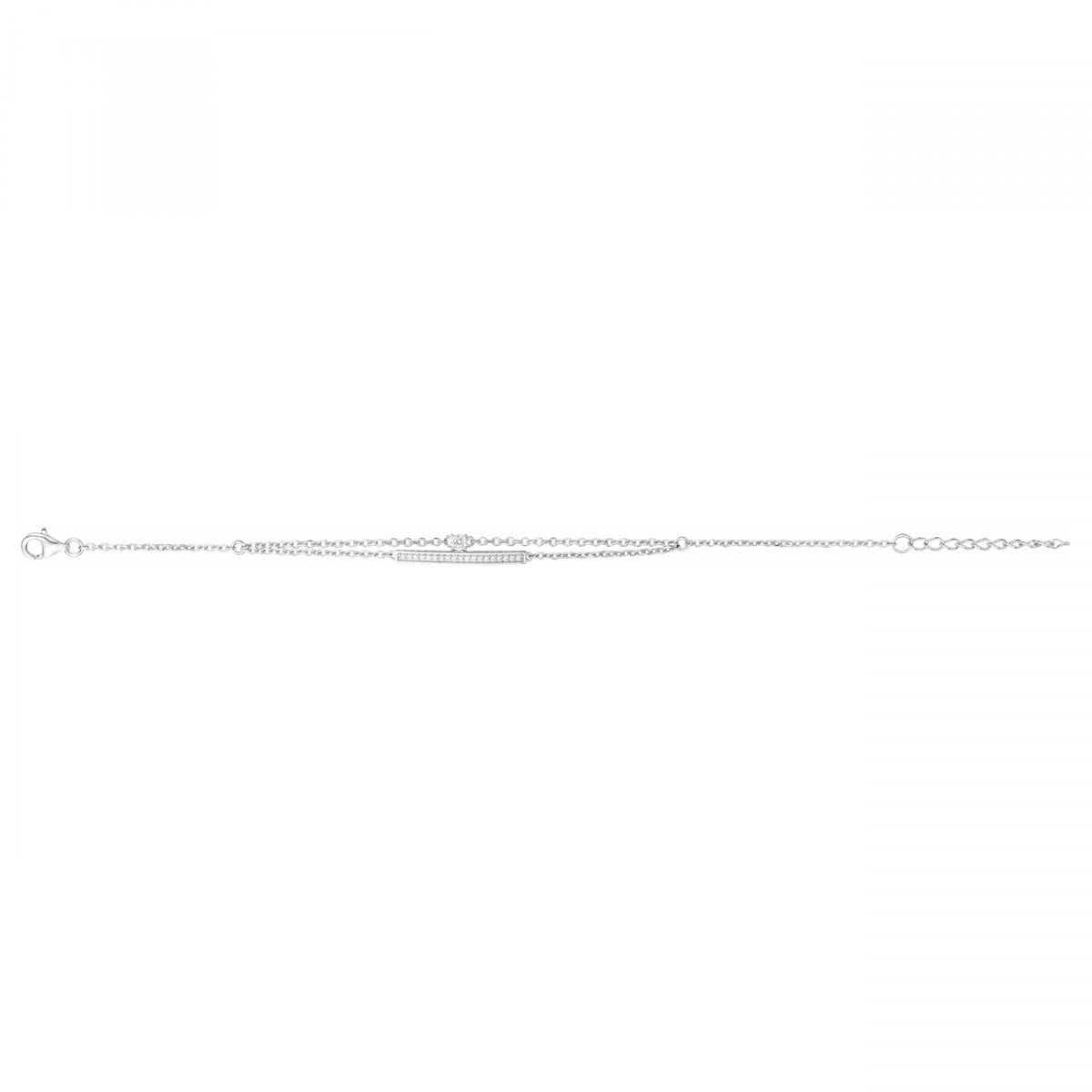 Bracelet souple mono-motif en Argent avec oxyde de zirconium blanc