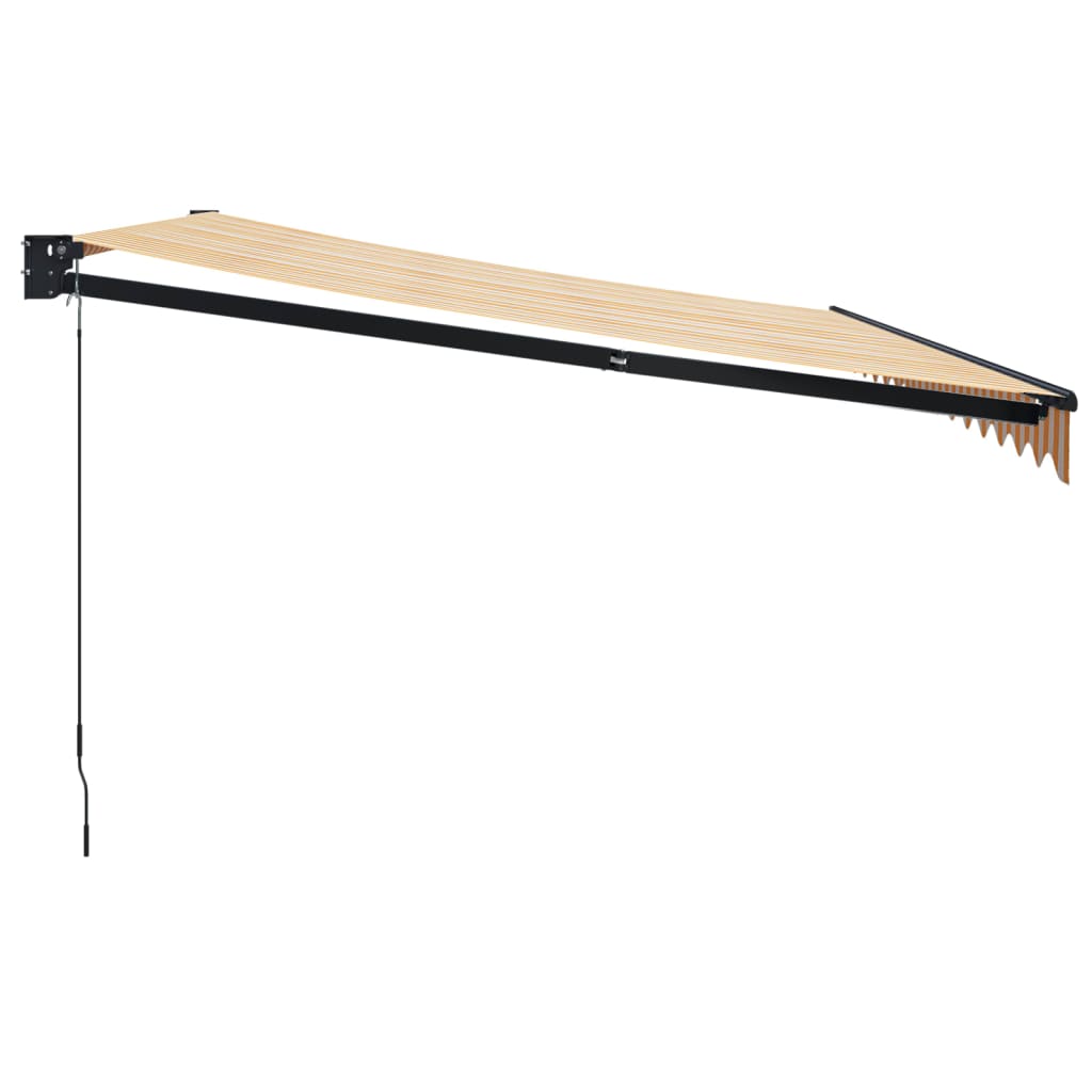 Auvent rétractable jaune et blanc 4,5x3 m tissu et aluminium
