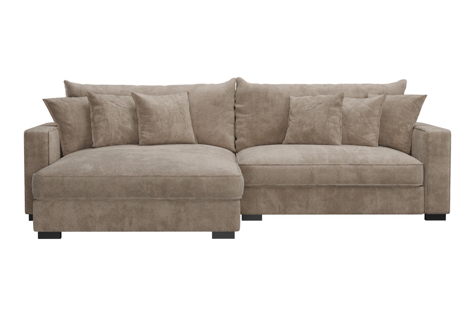 Rossi Lux 2-seter med XL sjeselong venstre Tekstil Genesis 4 Beige, arm B med sorte ben. Lux Komfort.