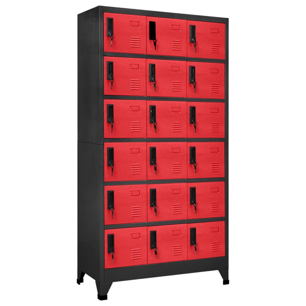 vidaXL Afsluitbare kast antraciet/rood 90x40x180 cm staal