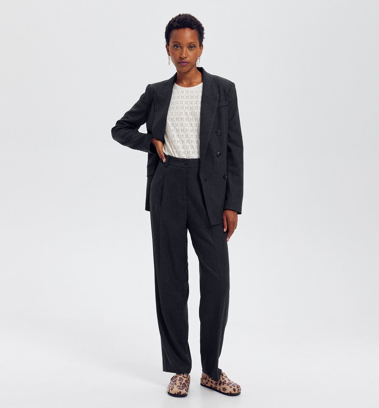 Pantalon de tailleur uni Femme - Gris
