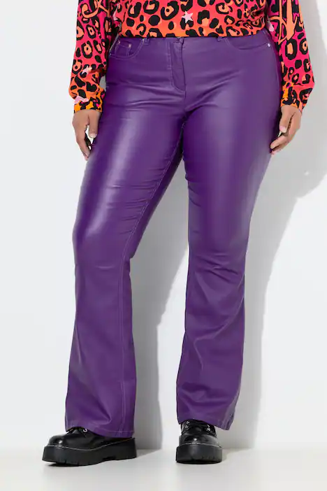 Bootcut-Jeans, Schlag, Coating, 5-Pocket, violett