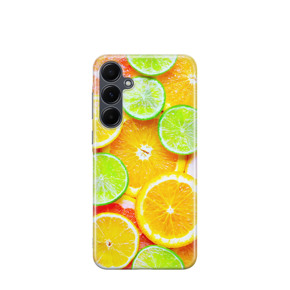 Samsung Galaxy A55 Gummi Hülle Sommerfrüchte - Orange
