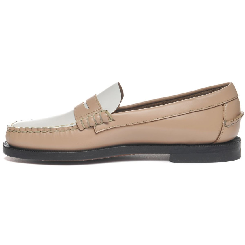 CLASSIC DAN PIGMENT BEIGE WHITE MOCASSIN-Mocassin pour femme en cuir brossé