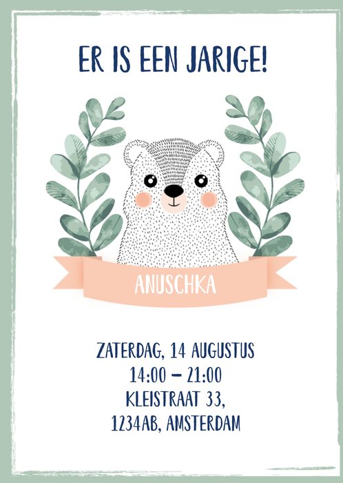 Uitnodiging Kinderfeestje | Hip | Beertje