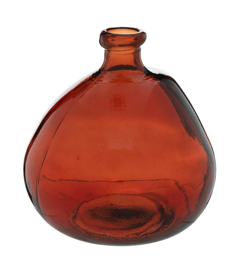 Vase rond en verre recyclé rouge ambre d 20 x h 23 cm