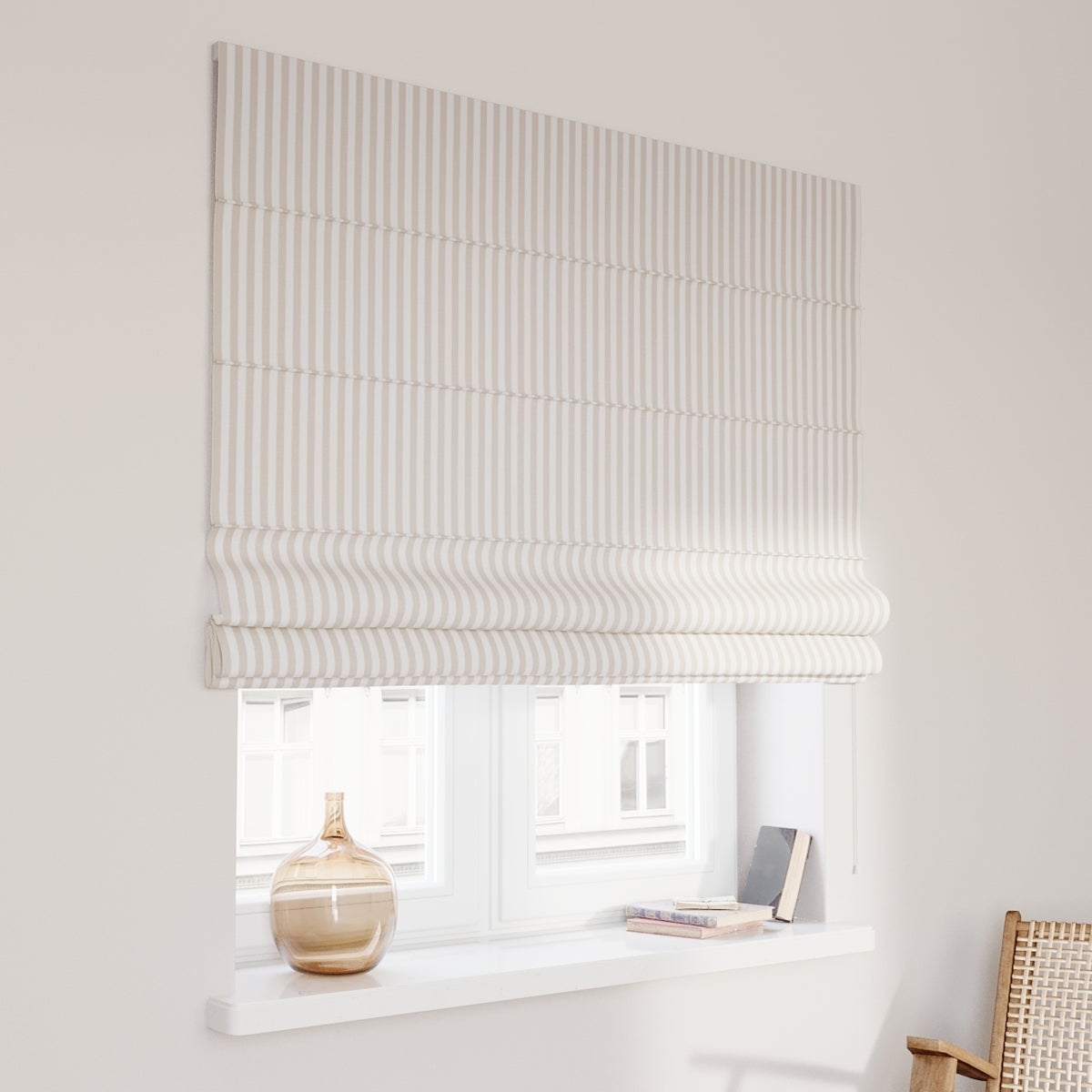 Vouwgordijn Quadro bruin en wit, 120x160 cm