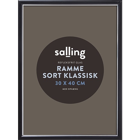 Klassisk sort ramme m. refleksfrit glas - 30x40 cm
