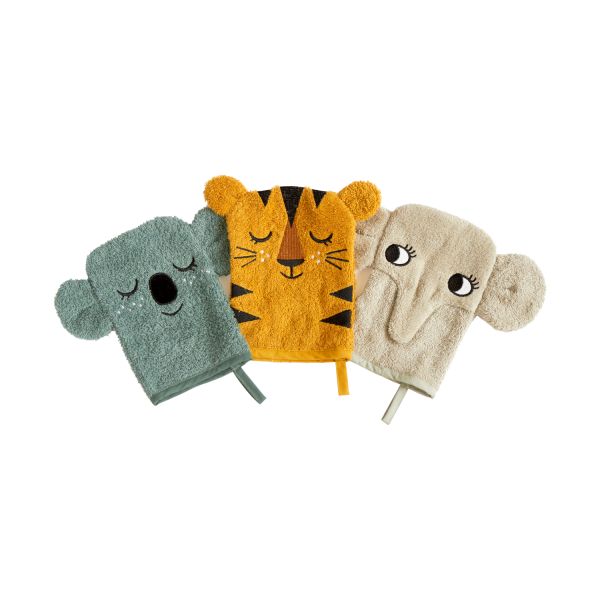 Roommate Koala Tiger Elephant Washand 3 Stuks