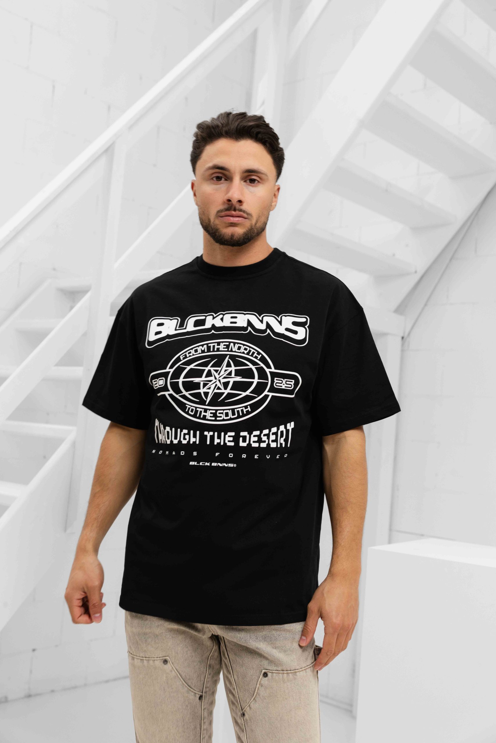 Black Bananas Compass T-Shirt Heren Zwart