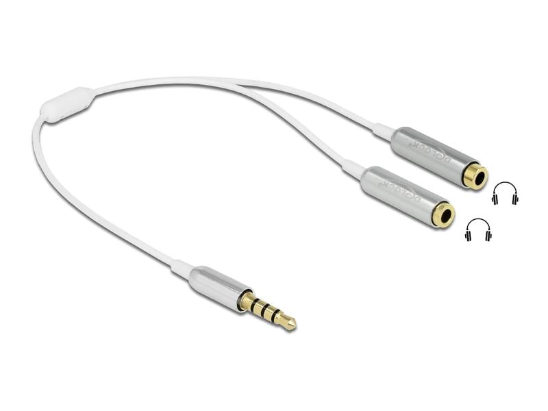 Delock Audio-Kabel Klinke 3.5 mm, male – female, 0.25 m Wei Delock Kabel Audio Splitter Klinkenstecker 3.5 mm 4 Pin > 2 x Klinkenbuchse 3.5 mm 4 Pin 25 cm