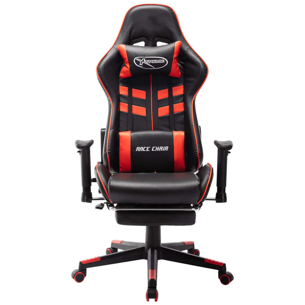 vidaXL Gaming stoel met voetenbank, zwart en rood, kunstleer