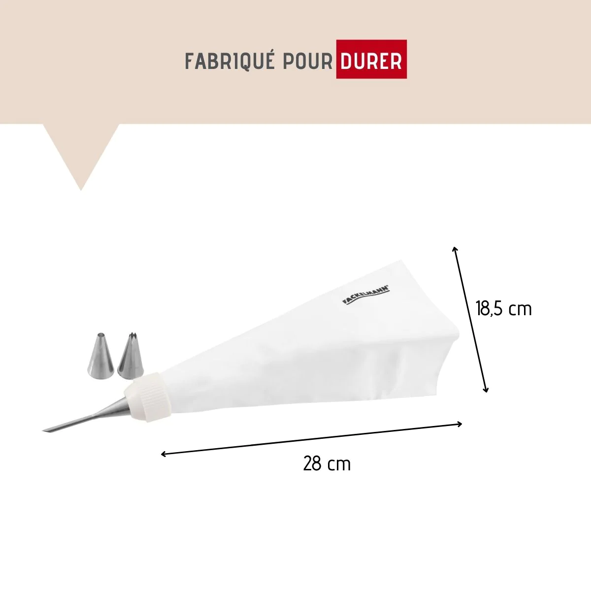 Poche à douille professionnelle réutilisable et 3 douilles inox Pâtiss