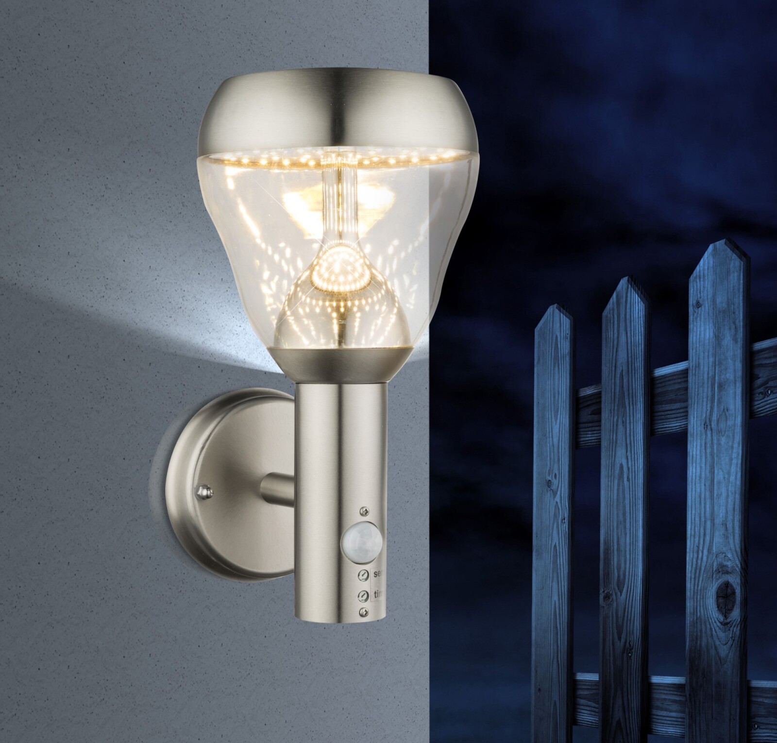 LED-Außenleuchte - Edelstahl - mit Sensor