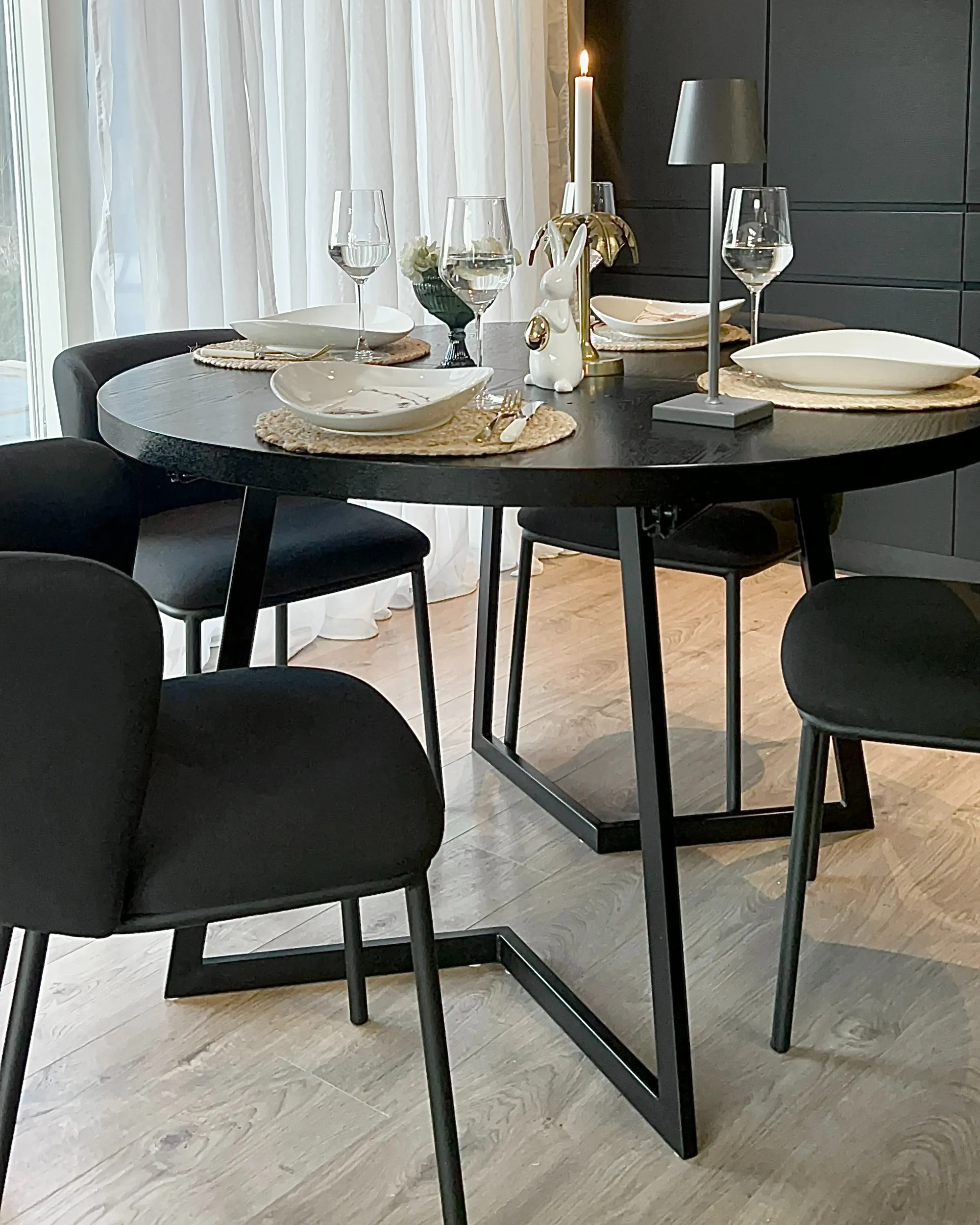 Set van 2 eetkamerstoelen MINA Stof Zwart
