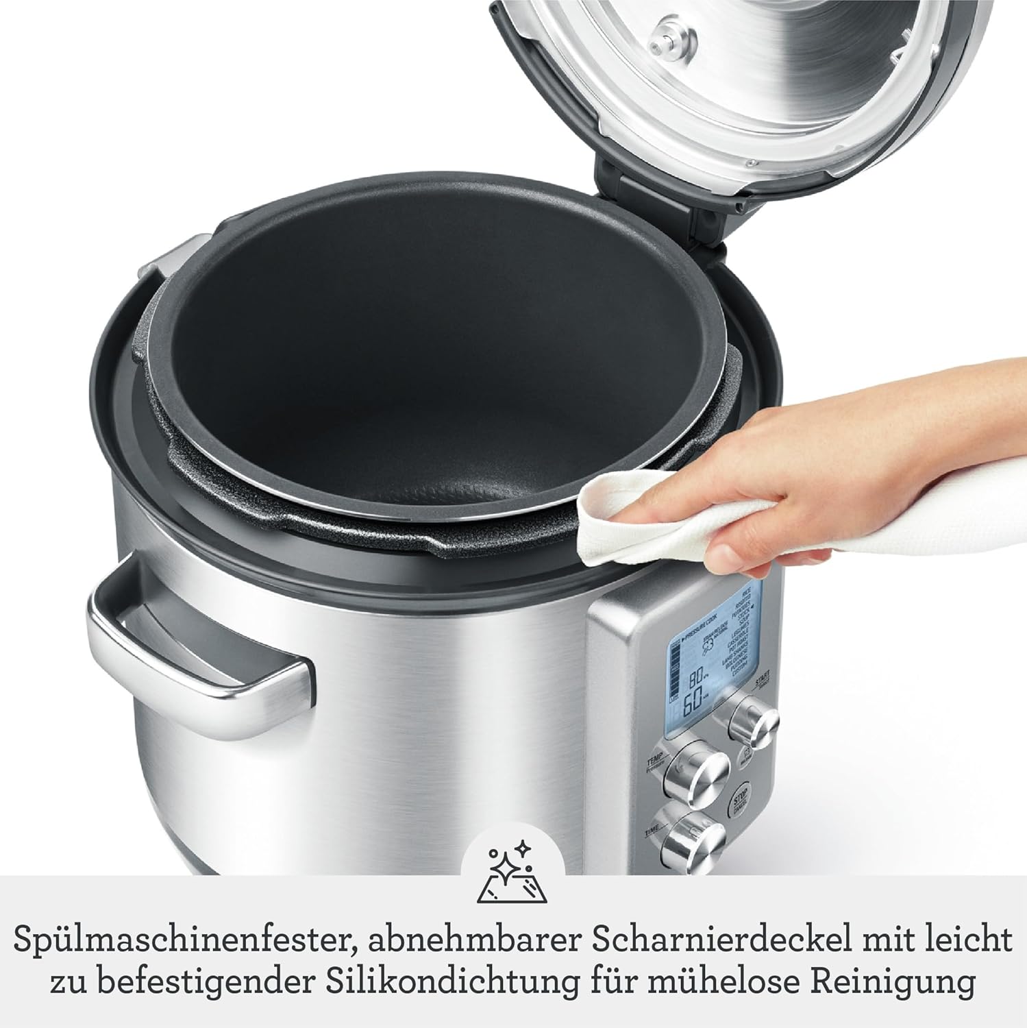 Sage - The Fast Slow Pro - Schnellkochen, Langsamkochen, Sautieren, Dämpfen, Schmoren, Risotto Machen, Gebürsteter Edelstahl