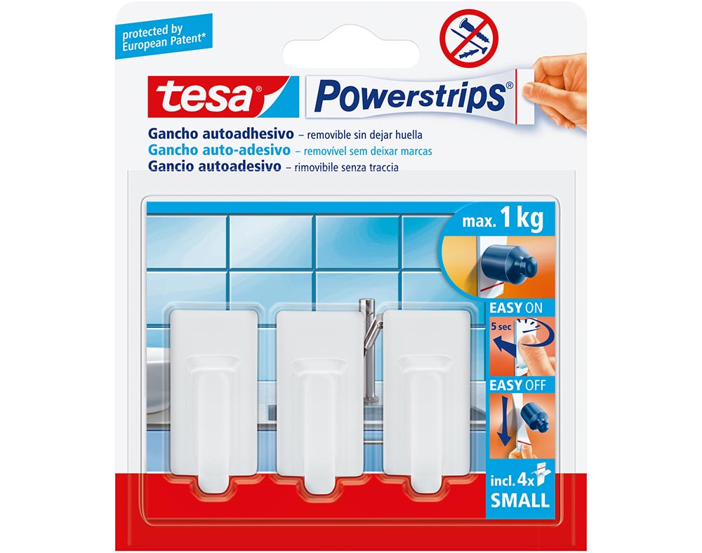 FITA ADESIVA TESA MINI POWER STRIPS GANCHO BRANCO