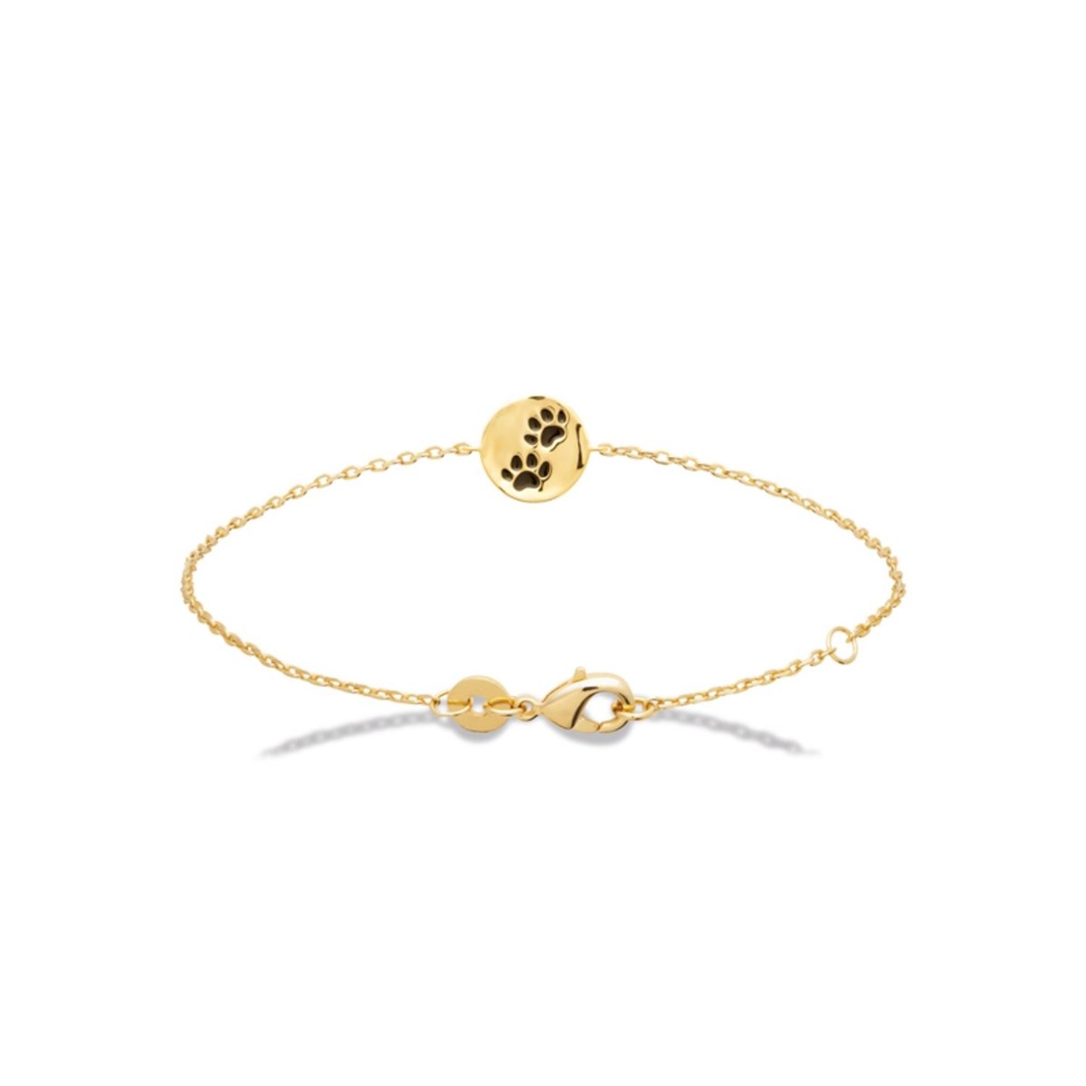 Bracelet patte de chien chat coussinet émail coloré Plaqué or 750 3 microns