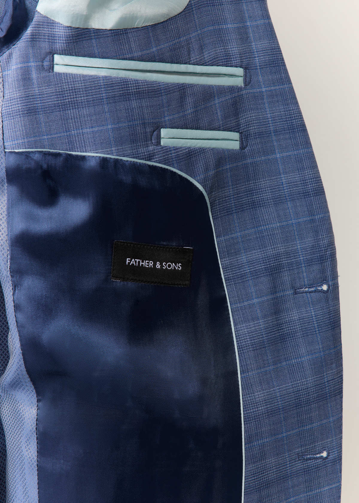 Costume 2 pièces Slim en laine bleu azur Prince de Galles