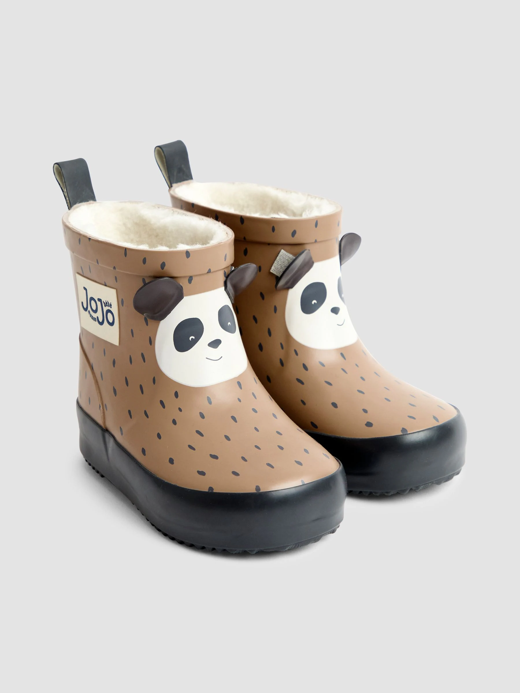 Brown Panda - JoJo Maman Bébé Short Cosy Lined Wellie Boot