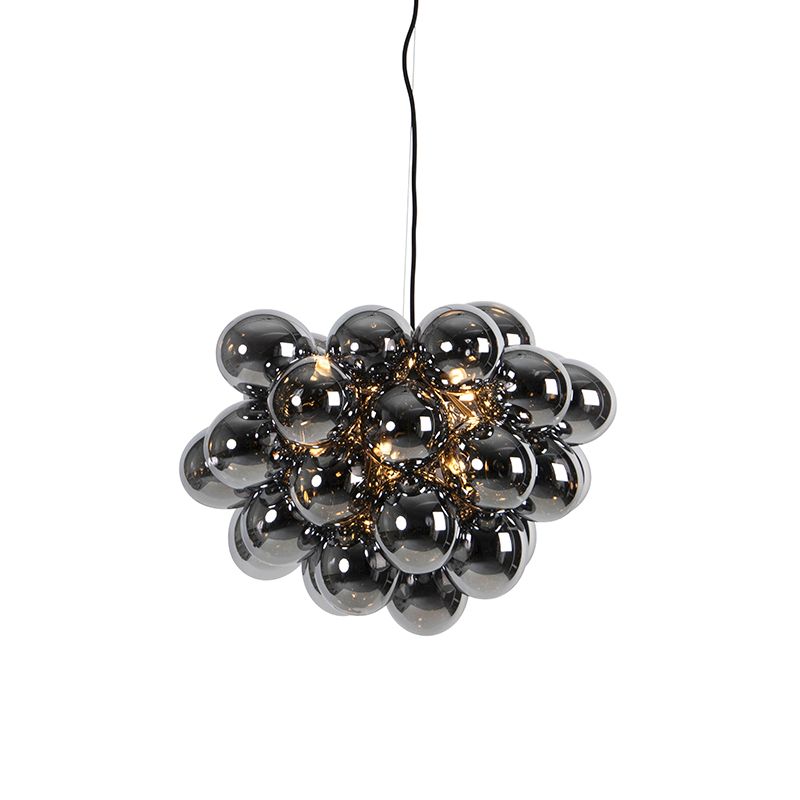 Design hanglamp zwart met smoke glas 8-lichts rond - Uvas