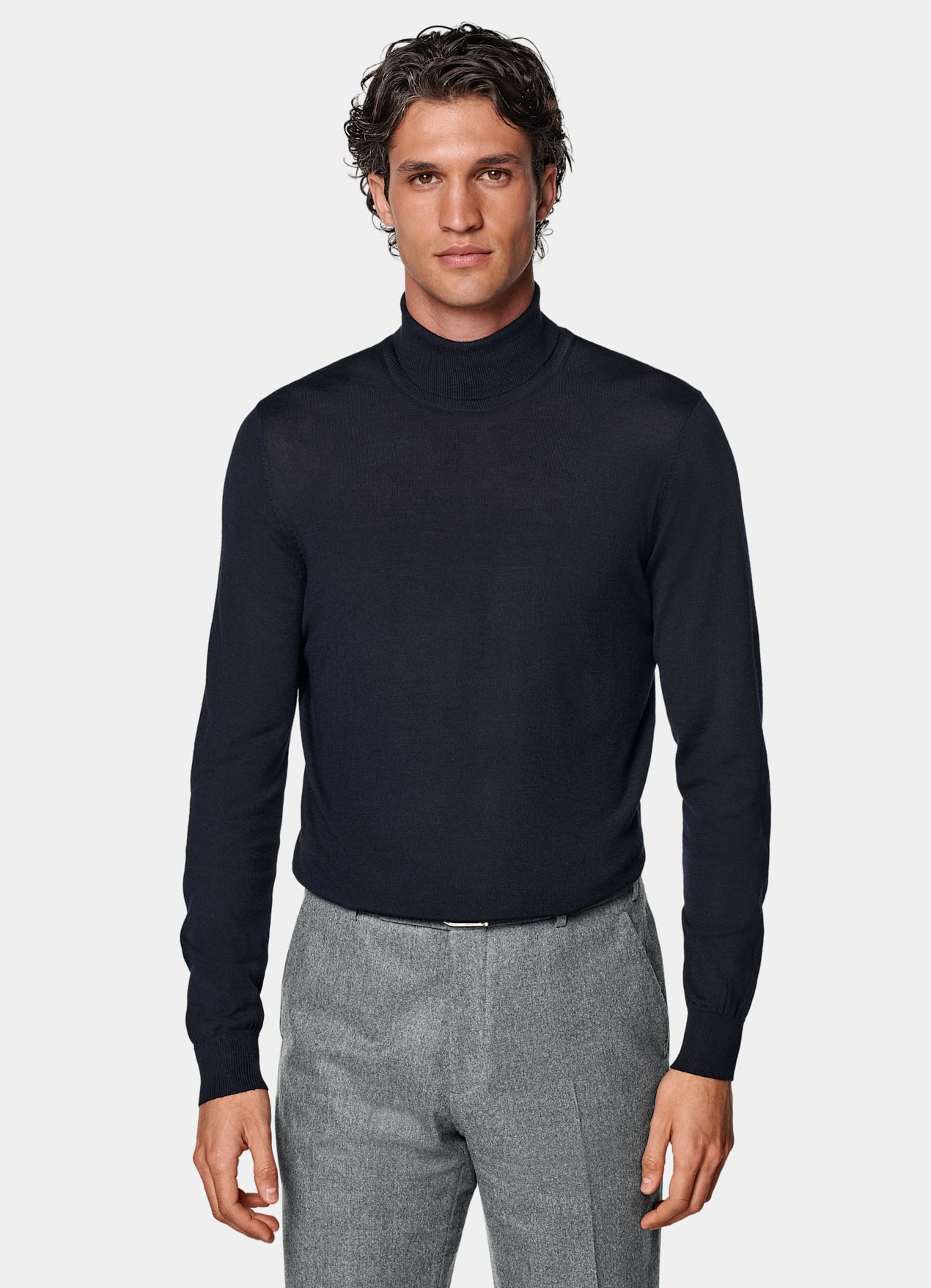Col roulé Merino bleu marine