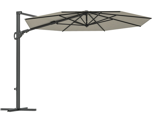 Soluna Orléans zweefparasol, Ø 300 cm, rond, ecru, inclusief kruisvoet.
