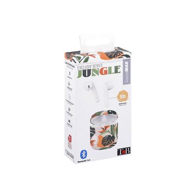 T'nB Exclusiv Jungle - Kit main libre - écouteur sans fil bluetooth - blanc boitier jungle