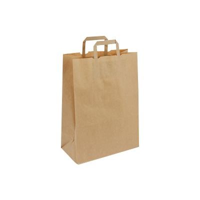 50 Sacs cadeau kraft - poignées plates - 18 cm x 8 cm x 22 cm - brun