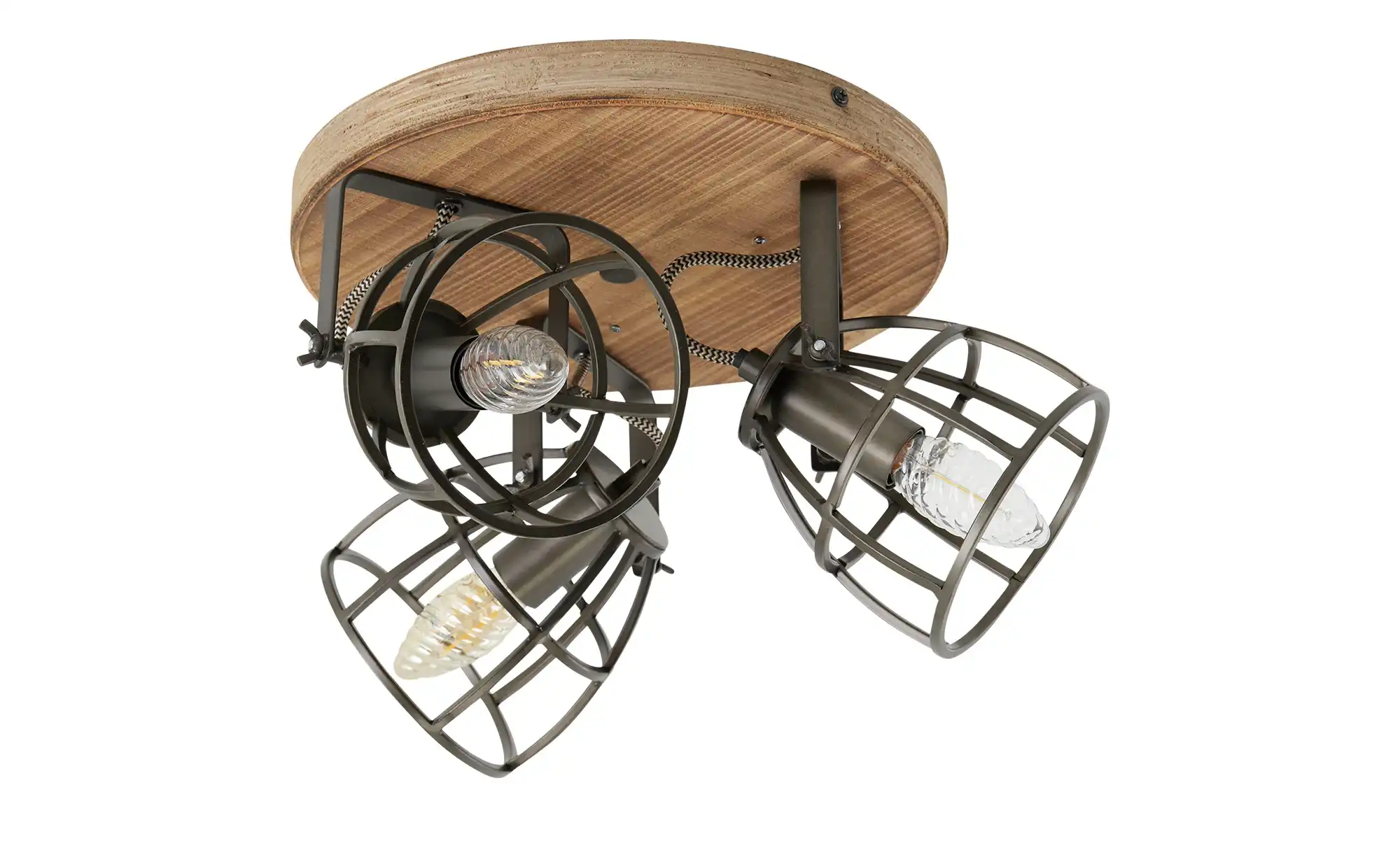 Deckenleuchte, 3-flammig, Holz/Metall