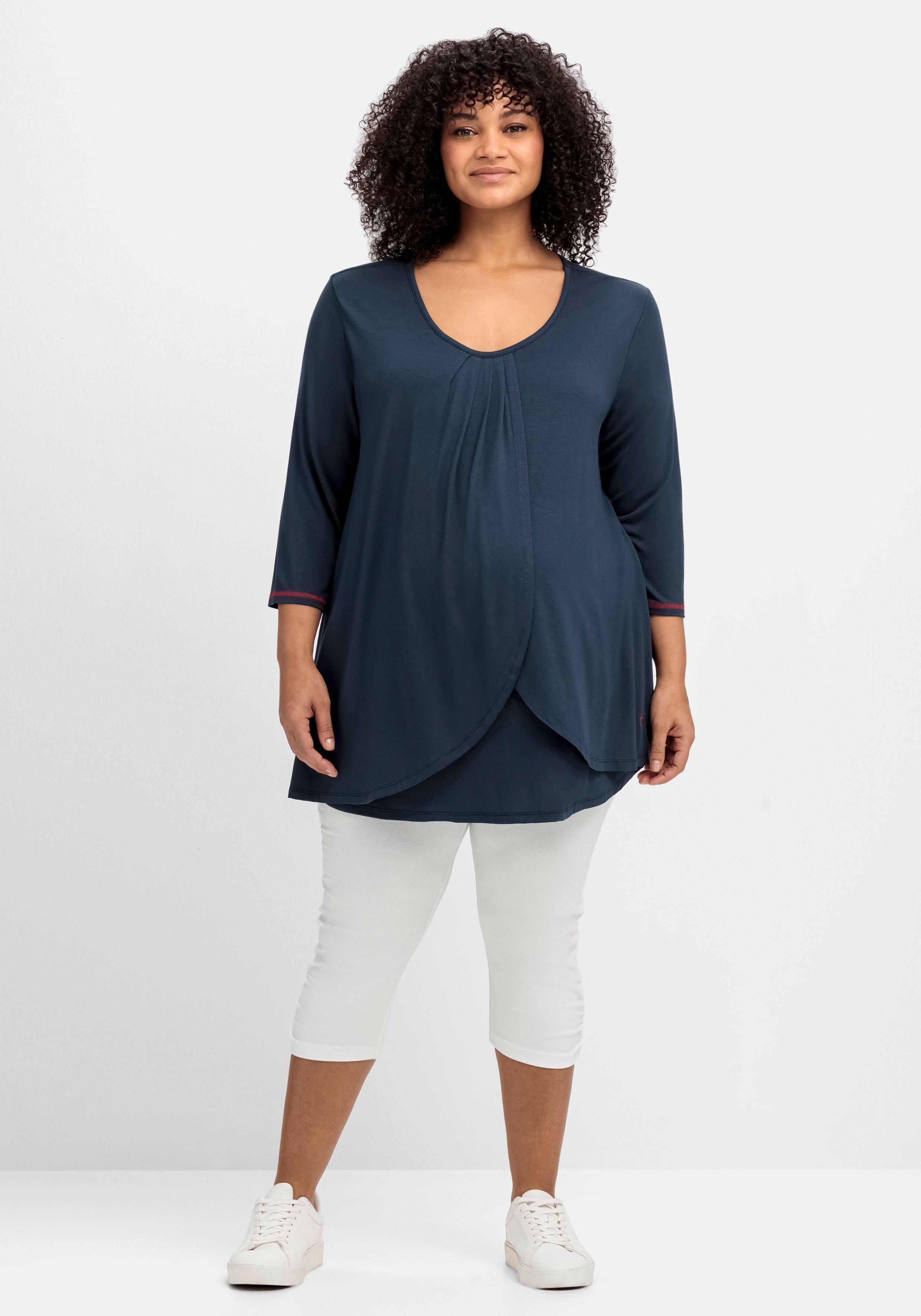 Stillshirt in Layer-Optik, mit Raffung am Ausschnitt