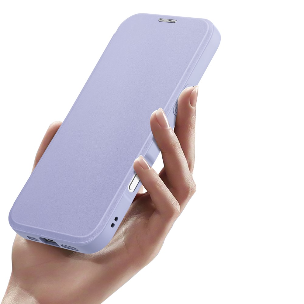 iPhone 16 Pro Max MagSafe Hybrid Leder Tasche   Kunststoff Rückseite - Lila / Transparent