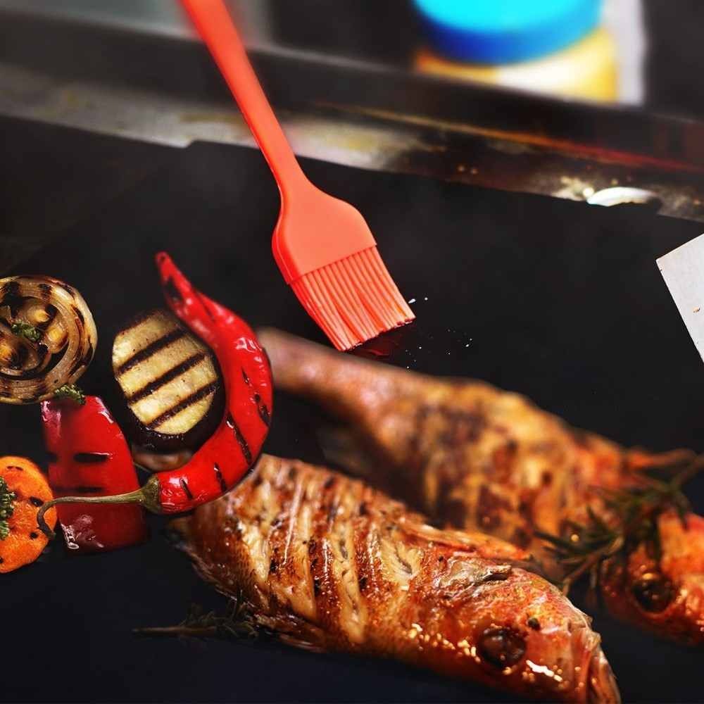 (5er Set) 40x33cm Anti-Haft Backpapier Wiederverwendbare Matte für Grill / Backofen - Schwarz