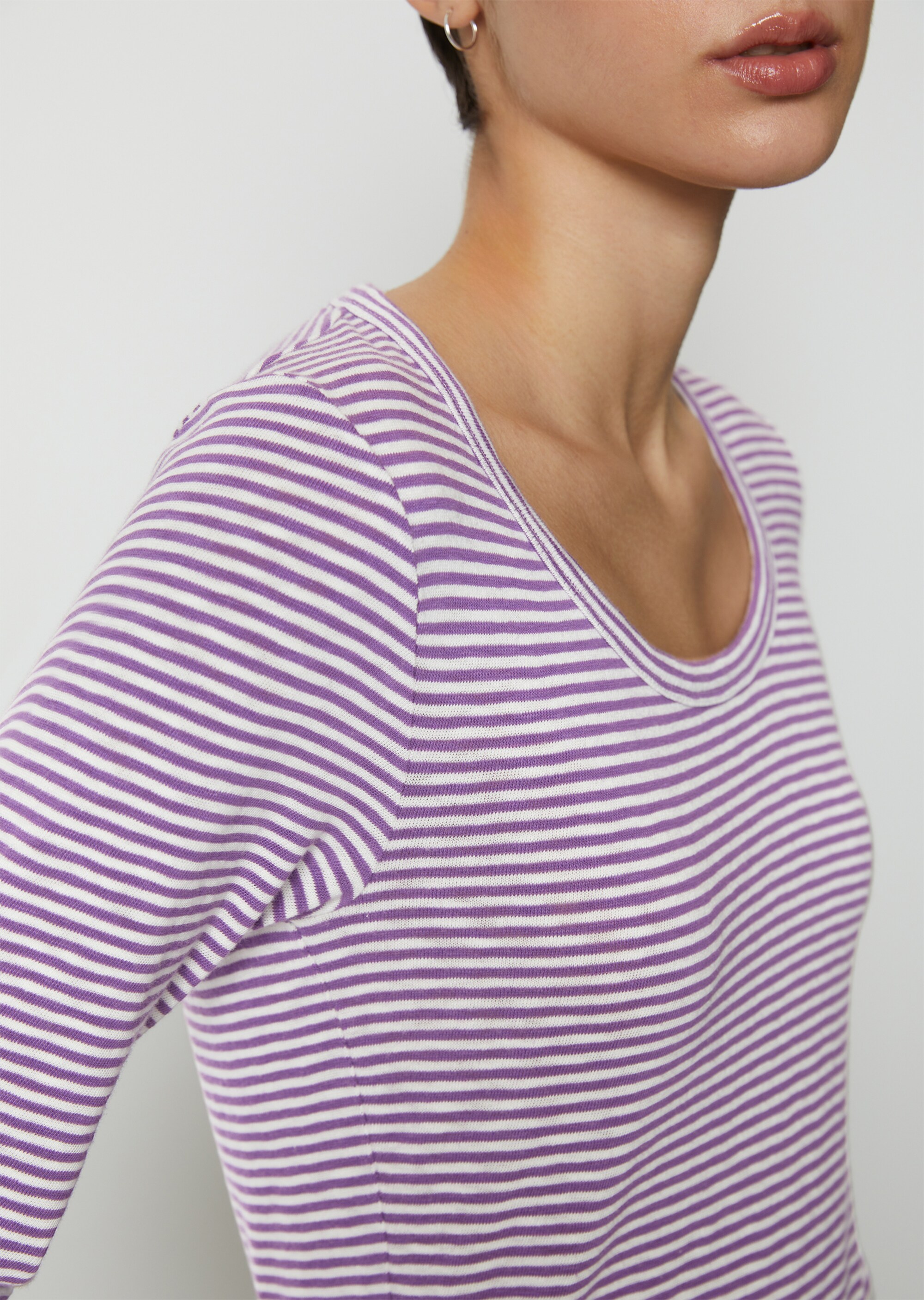 Streifen-T-Shirt slimaus Slub-Jersey