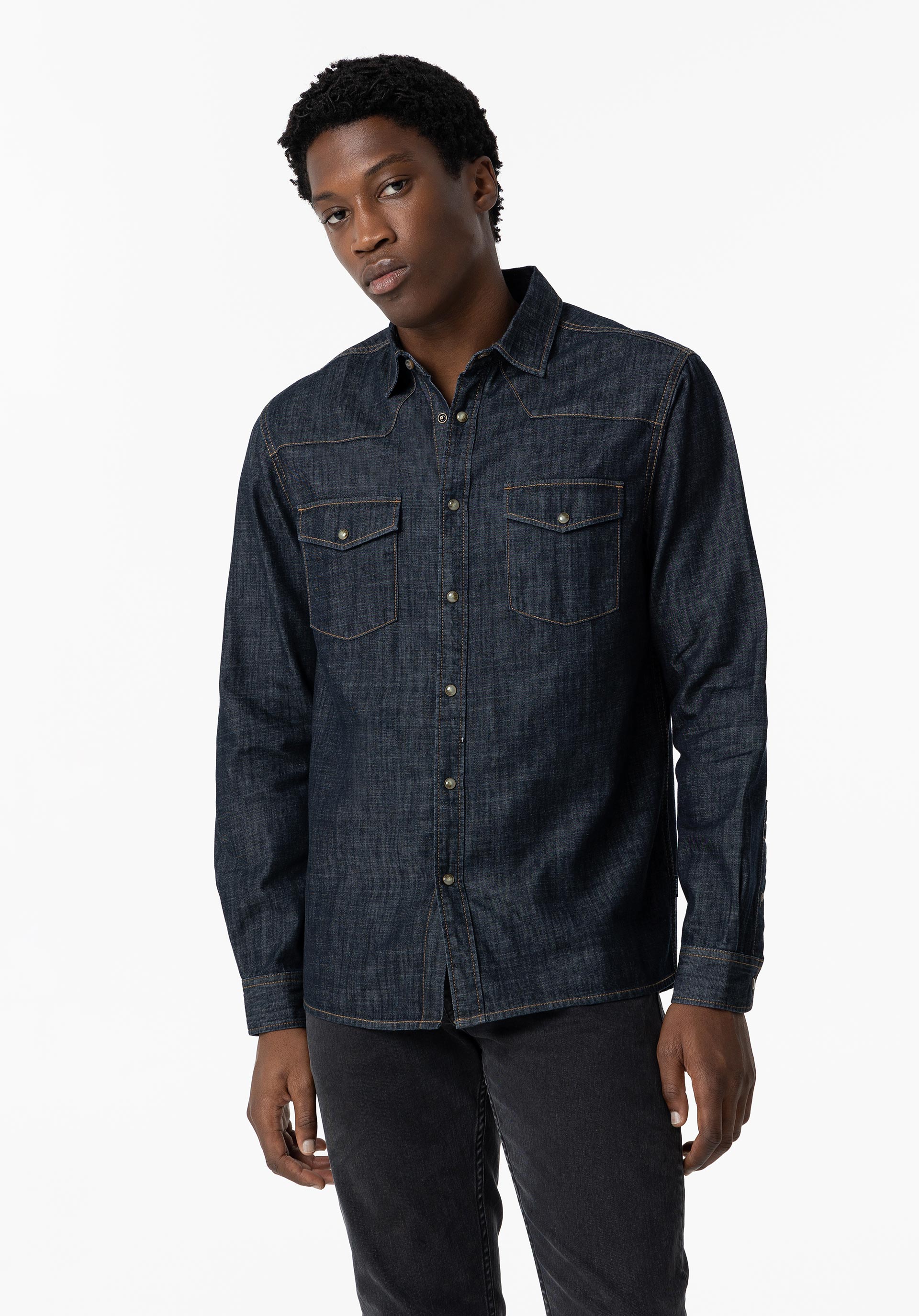 Camisa de Ganga Regular Fit com Bolsos