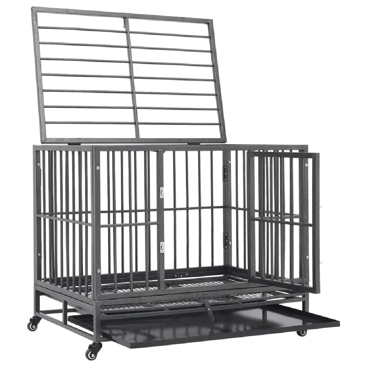 VIDAXL Cage chiens avec roues Acier