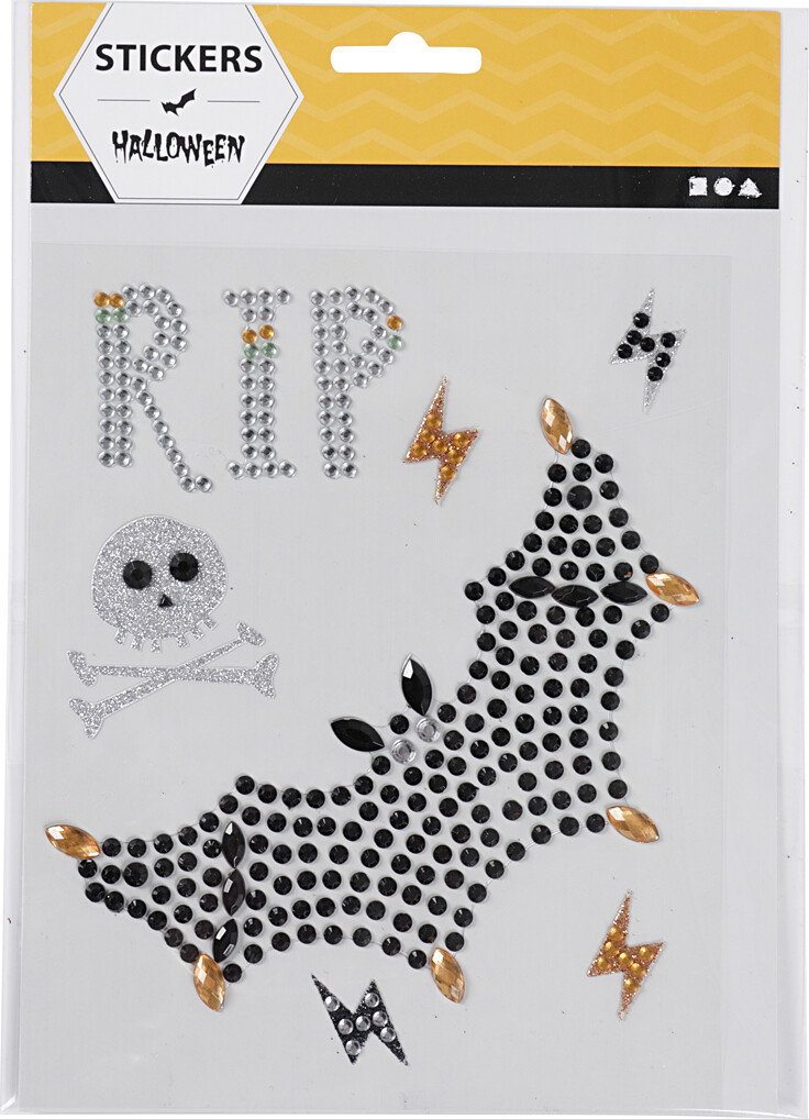 Rhinsten Klistermærker - Selvklæbende - Rip Og Flagermus