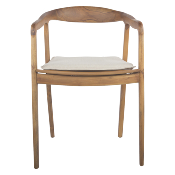 Caddo eetkamerstoel Lasse natural bruin teak hout met armleuning