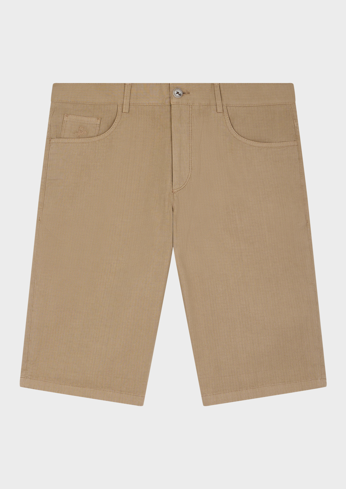 Bermuda en coton uni beige foncé