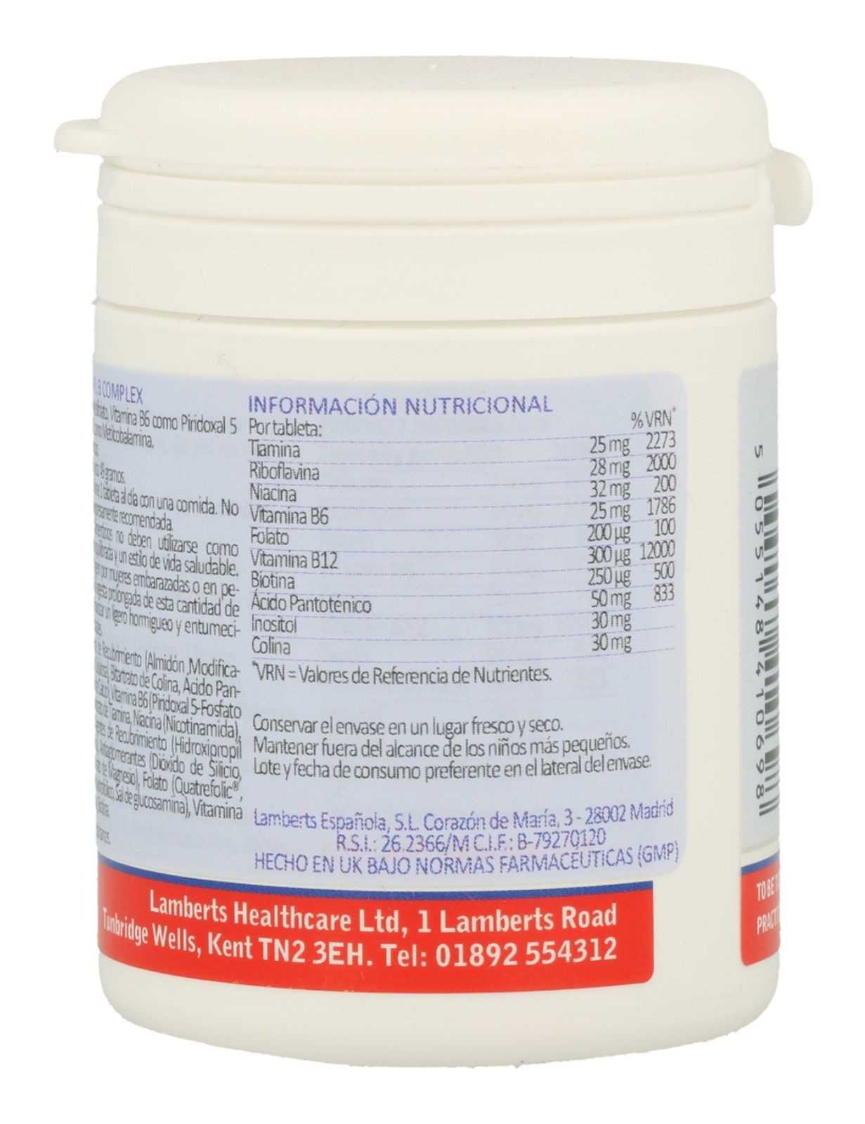 Complexo de Vitamina B Metilada Lamberts, 60 comprimidos