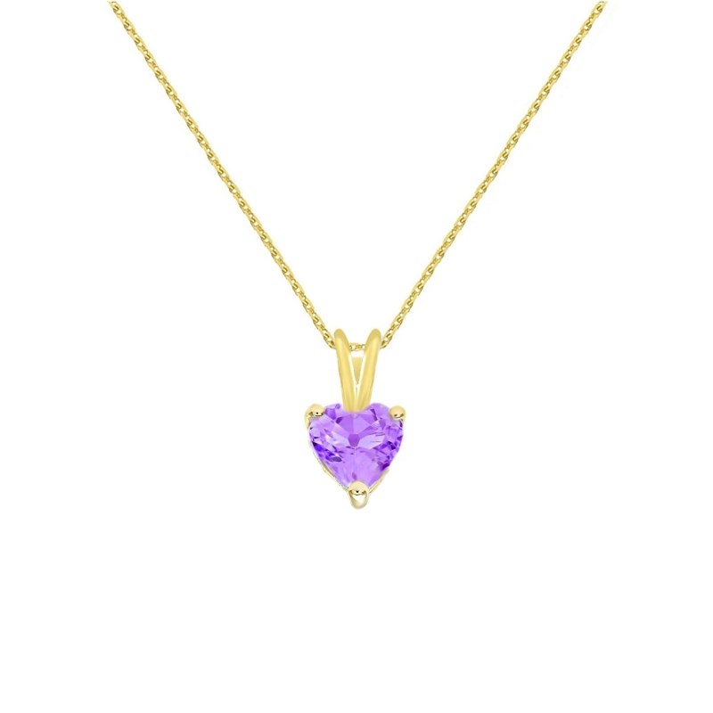 Collier - Pendentif Or Jaune Améthyste Coeur - Femme