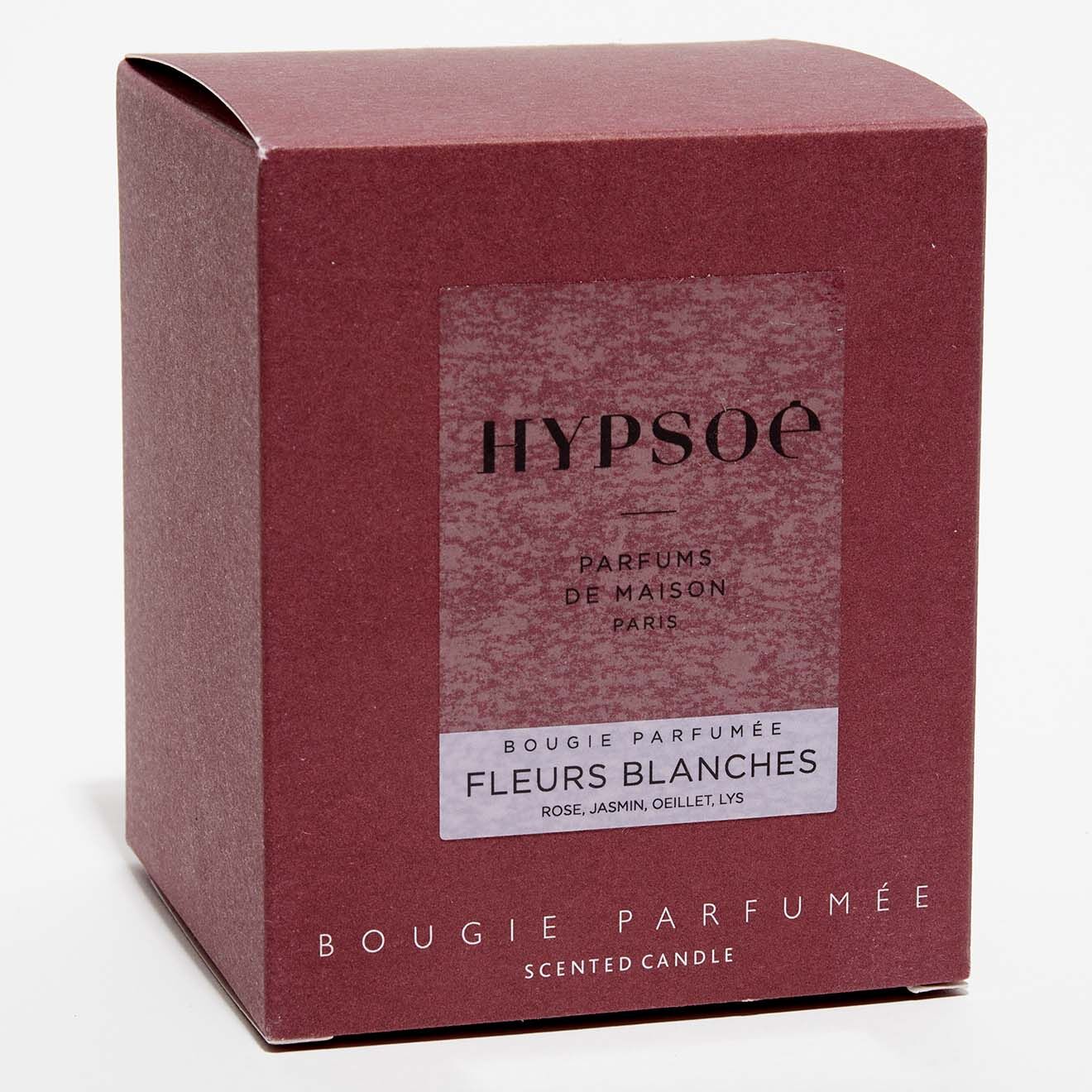 Hypsoé Bougie parfumée verre coloré dépoli Fleurs Banches - 1 mèche 50h